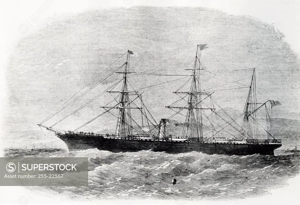 Cunard S.S. China steam and sail ship launched in 1862