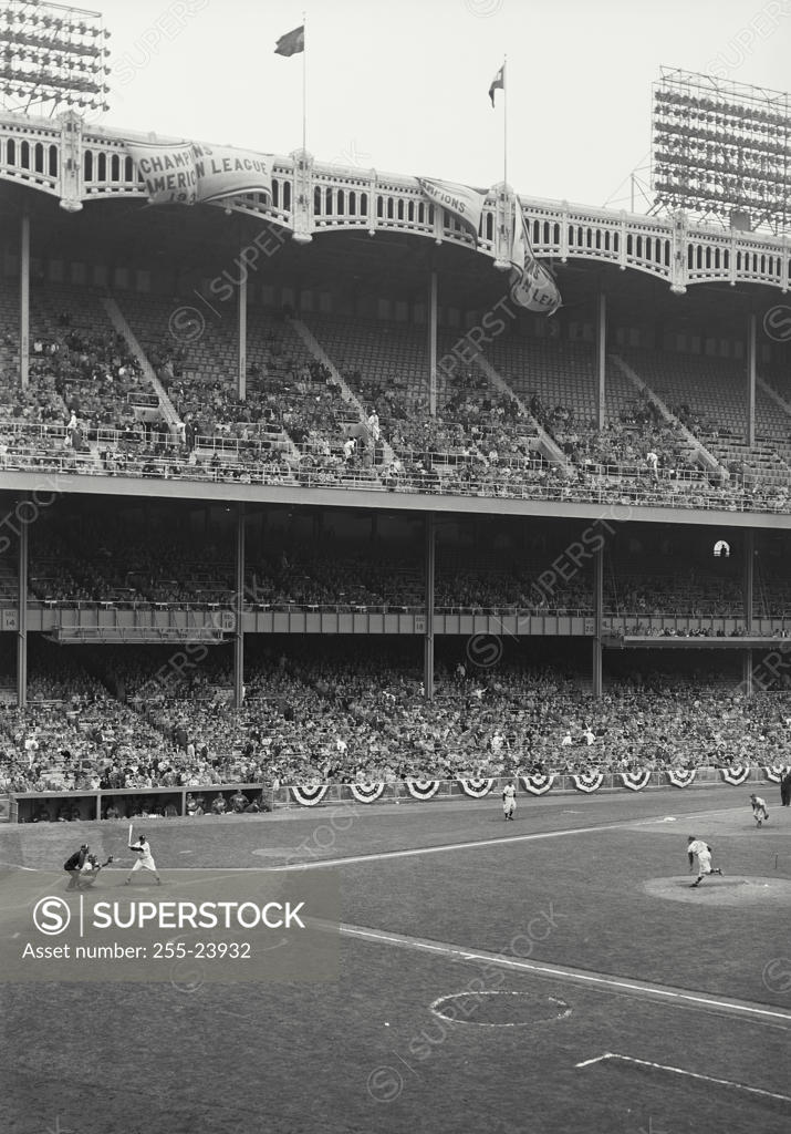 Stock Photo: 255-23932 Spectators watching a baseball game, New York Yankees vs. Philadelphia, Yankee Stadium, New York City, New York, USA