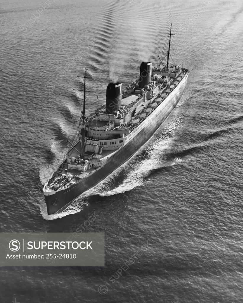 Stock Photo: 255-24810 High angle view of a cruise ship in the sea, SS Liberte