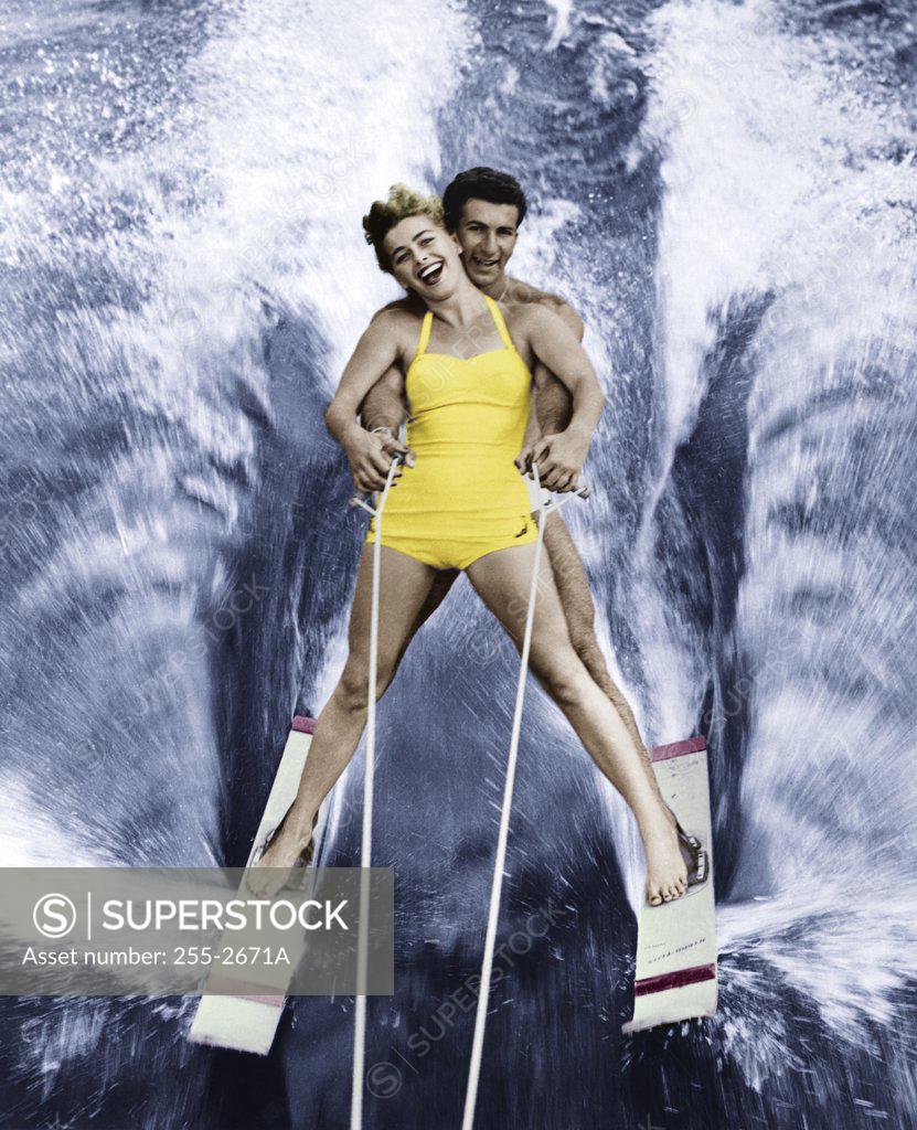 Stock Photo: 255-2671A Portrait of a young couple waterskiing