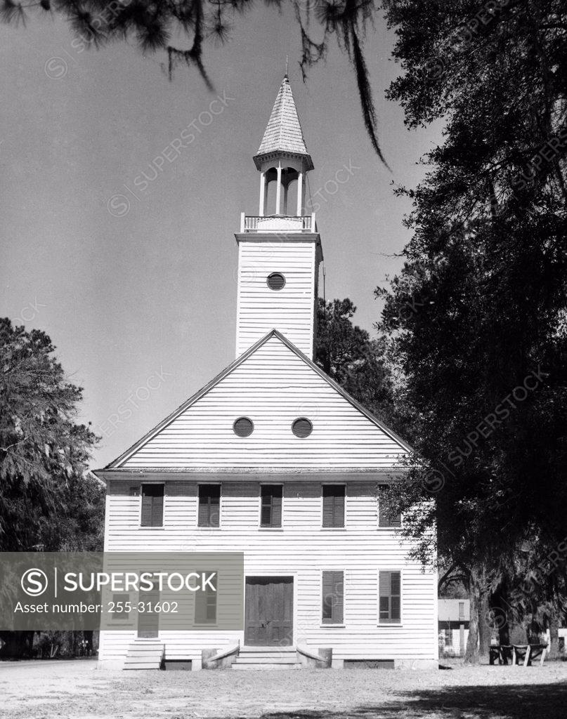 Stock Photo: 255-31602 USA, Midway, Georgia, Facade of church