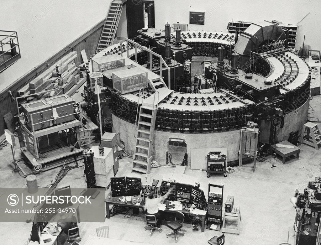 Stock Photo: 255-34970 High angle view of a synchrotron in a laboratory, California Institute of Technology, Pasadena, California, USA
