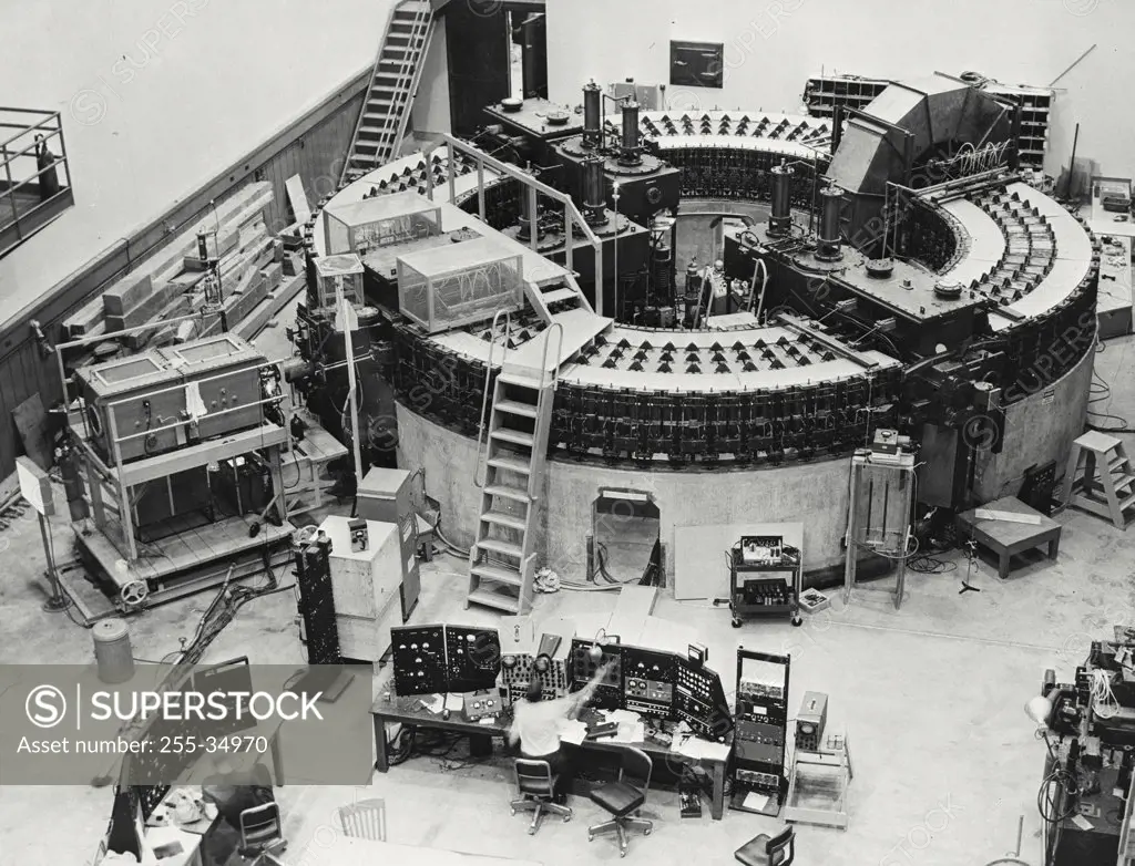 High angle view of a synchrotron in a laboratory, California Institute of Technology, Pasadena, California, USA