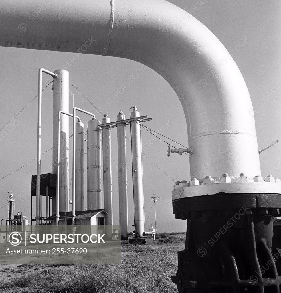Stock Photo: 255-37690 Close-up of a natural gas pipelines in a refinery, Hugoton, Kansas, USA