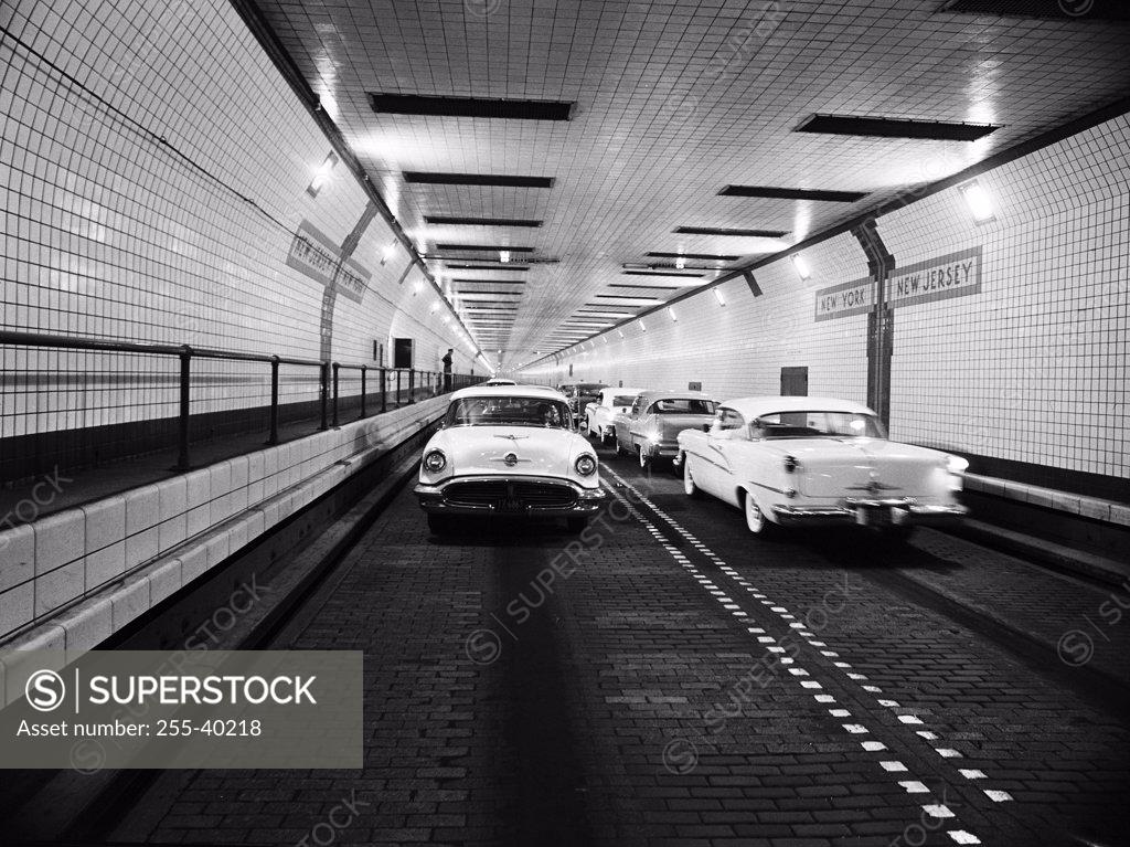 Stock Photo: 255-40218 Cars in a tunnel, Lincoln Tunnel, New York City, New York, USA