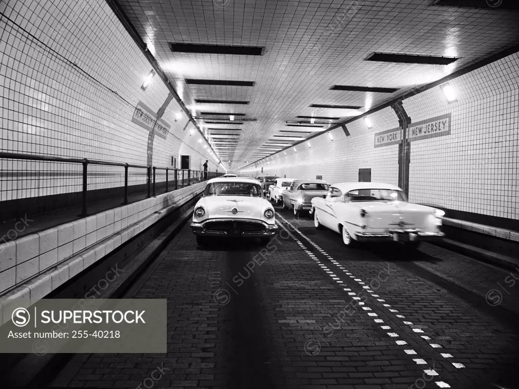 Cars in a tunnel, Lincoln Tunnel, New York City, New York, USA