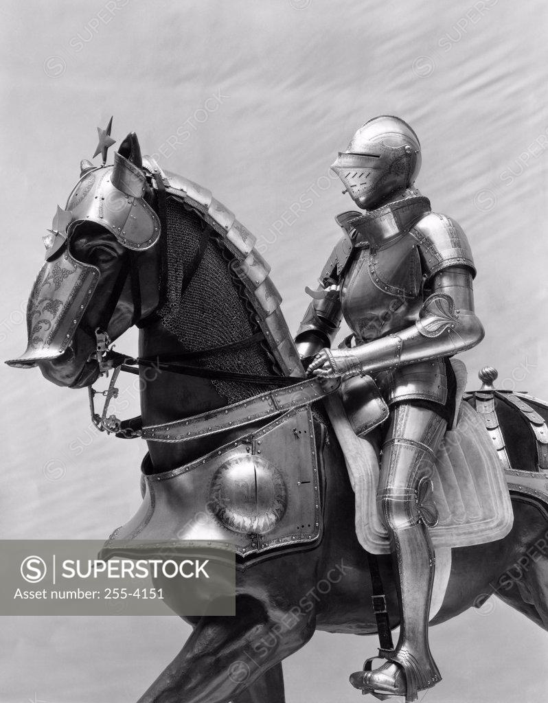 Stock Photo: 255-4151 Statue of a Knight riding a horse