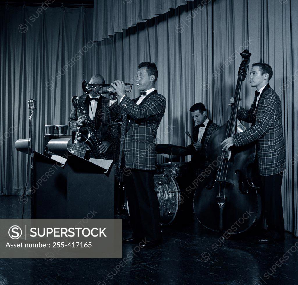 Stock Photo: 255-417165 Jazz band playing on stage