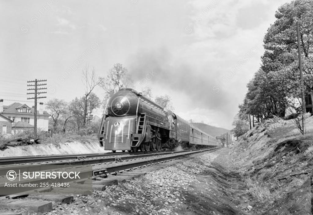 Stock Photo: 255-418436 Steamtrain arriving