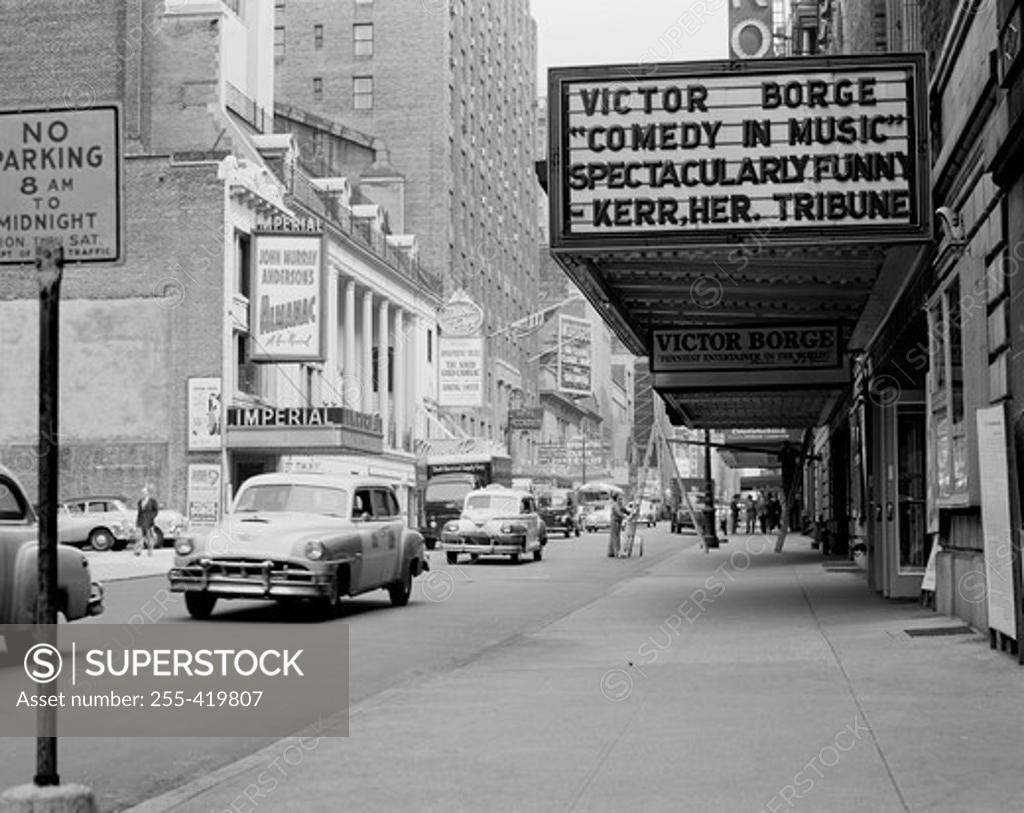 Stock Photo: 255-419807 USA, New York State, New York City, Marquee off Broadway and 44th Street