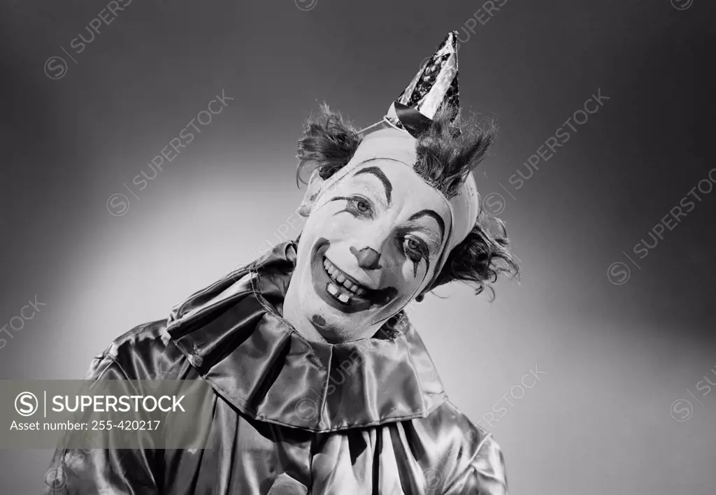 Studio portrait of scary clown