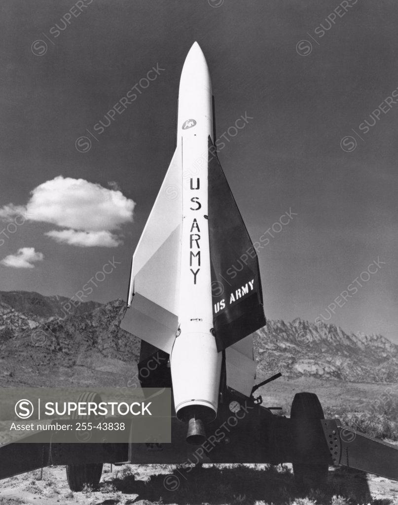 Stock Photo: 255-43838 MIM-23 Hawk, Surface-to-Air Missile, White Sands Missile Range, New Mexico, USA