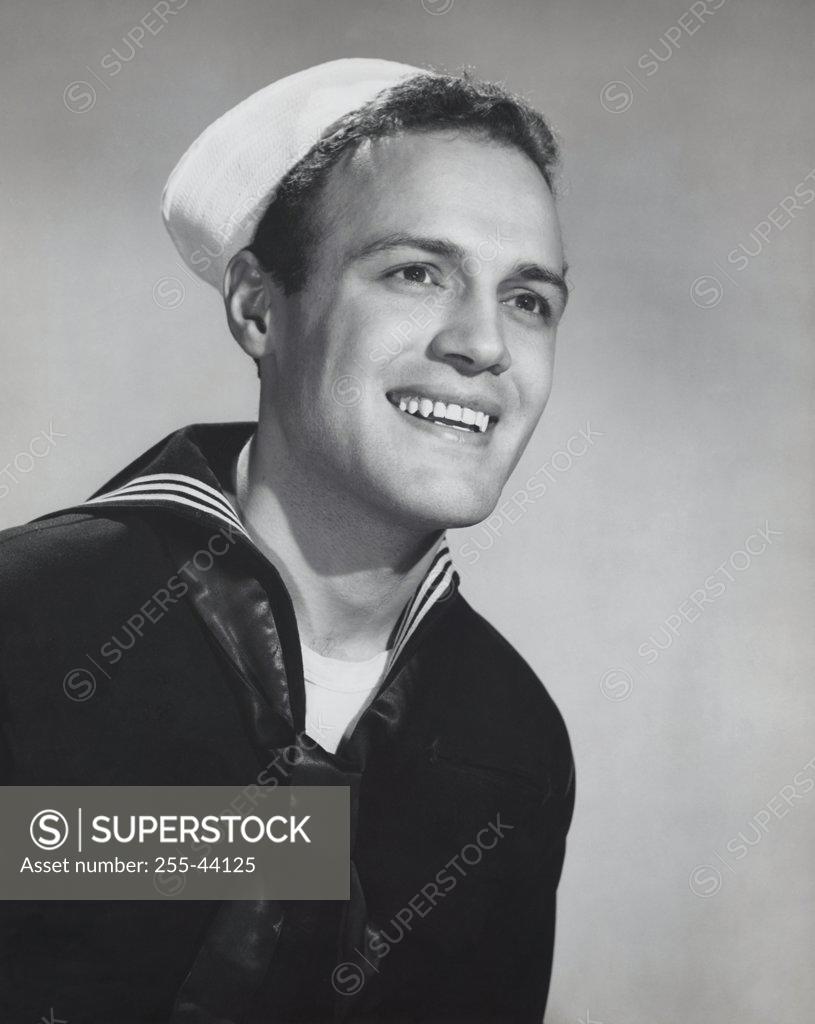 Stock Photo: 255-44125 Close-up of a sailor smiling