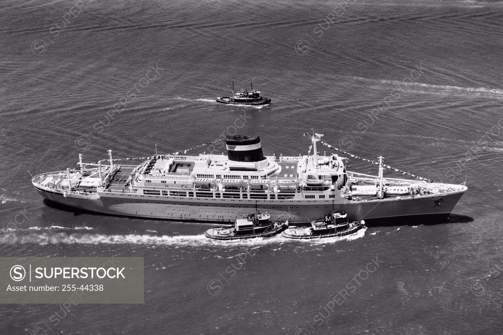 Stock Photo: 255-44338 High angle view of a cruise ship in the sea, SS Santa Rosa