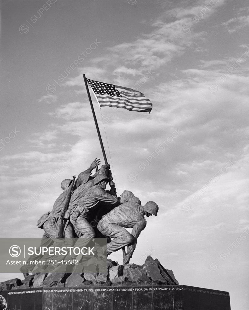 Stock Photo: 255-45682 Statues at a war memorial, US Marine Corps War Memorial, Arlington National Cemetery, Arlington, Virginia, USA