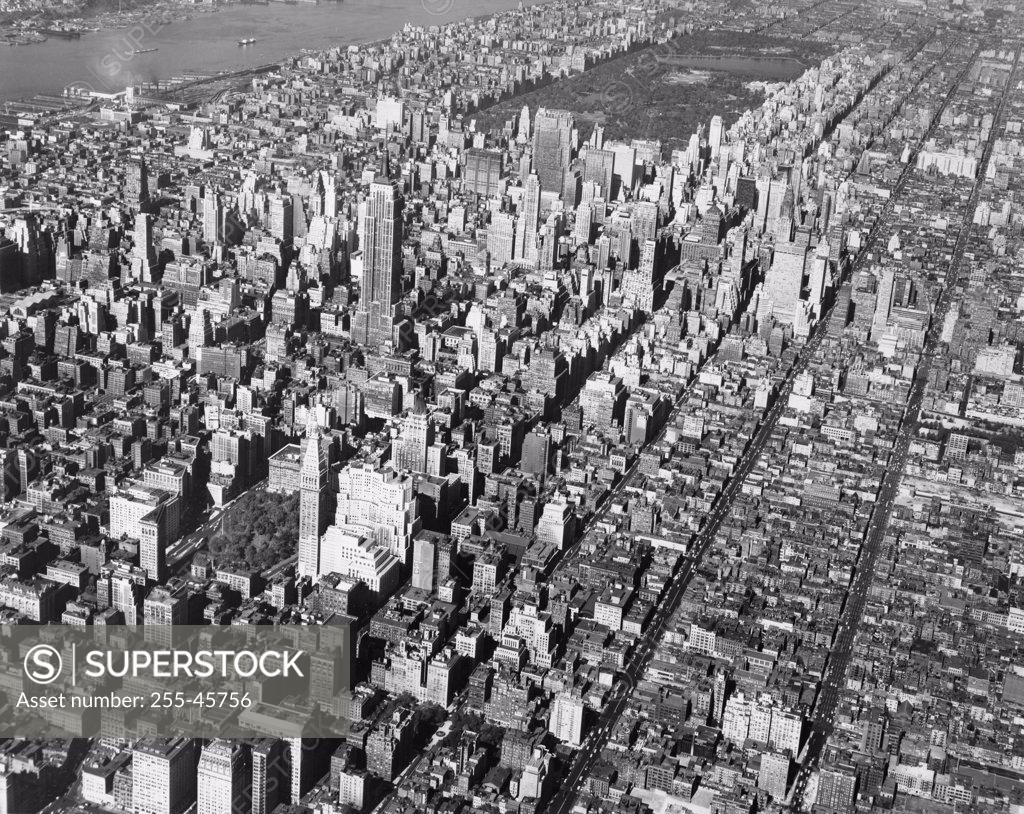 Stock Photo: 255-45756 Aerial view of a city, Manhattan, New York City, New York, USA