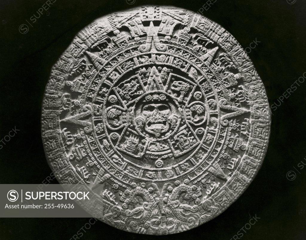 Stock Photo: 255-49636 Aztec Sun Stone National Museum of Anthropology Mexico City, Mexico