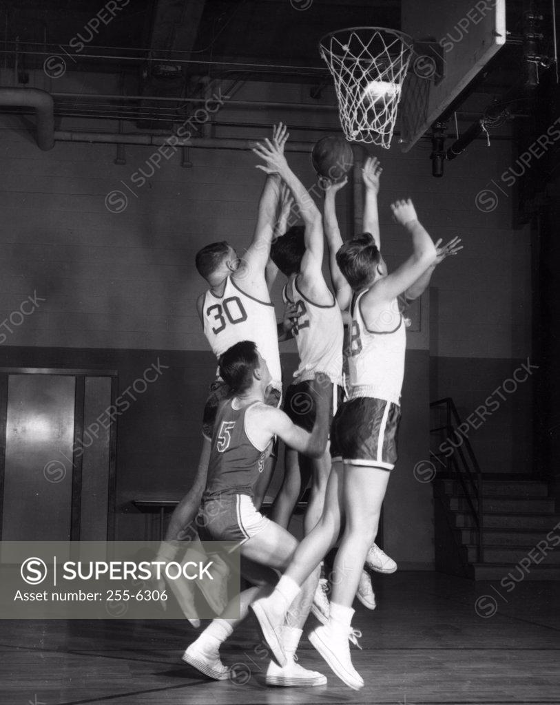 Stock Photo: 255-6306 Basketball players playing basketball