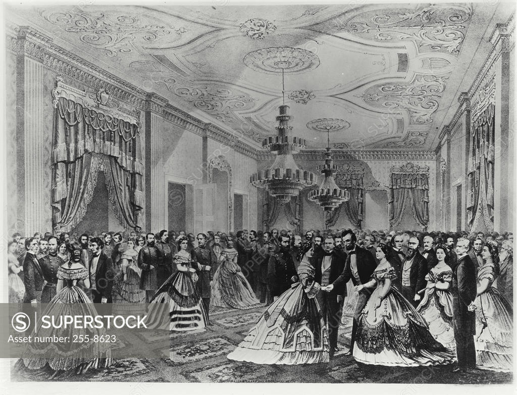 Stock Photo: 255-8623 Grand Reception of the Notabilities of the Nation at the White House by Major and Knapp,  1865