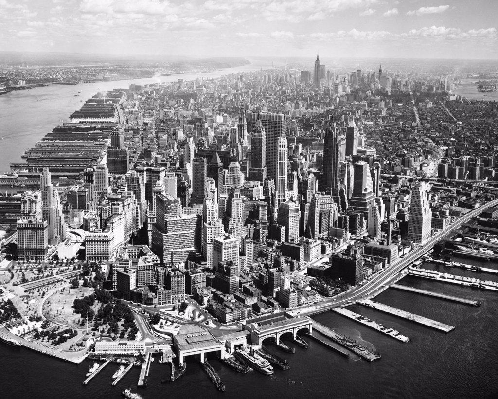 Aerial view of a city, Manhattan, New York City, New York, USA