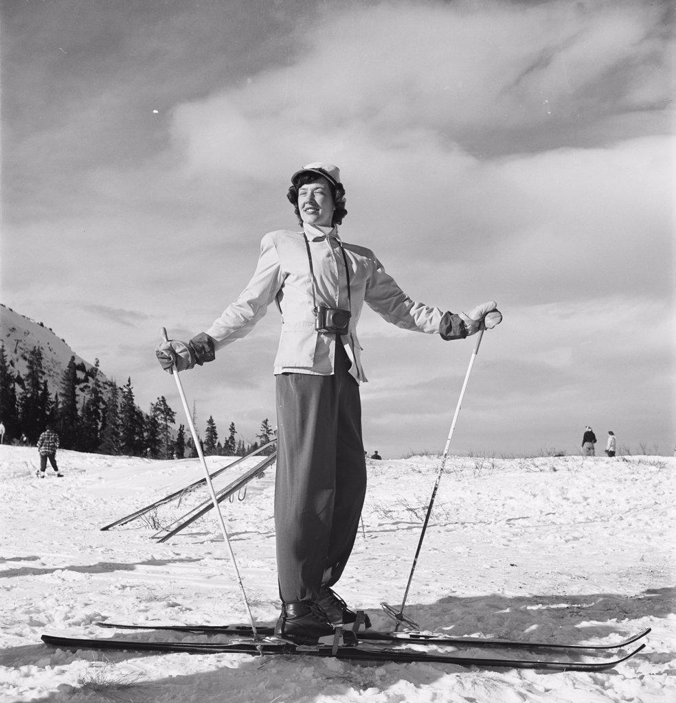 Woman on skiis in snow. Model released