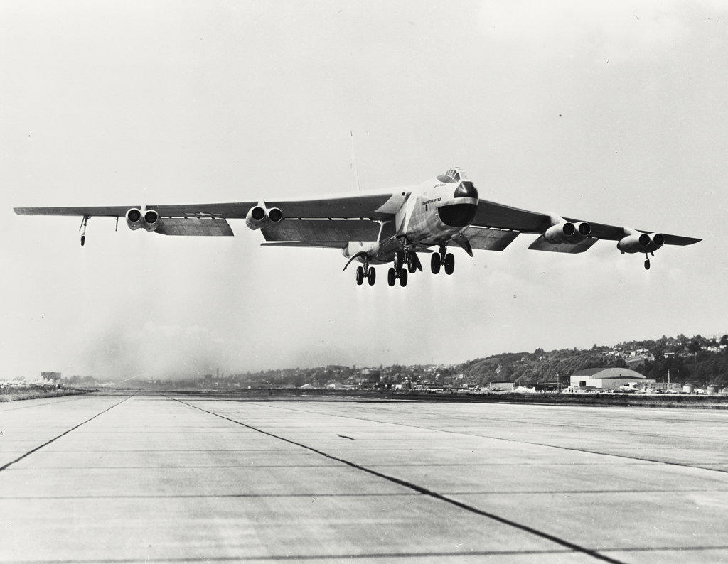 Boeing YB-52 Stratofortress takes off from Boeing Field, Seattle, Washington
