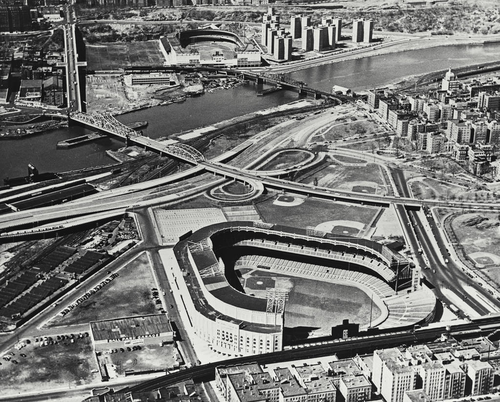 Aerial view of a baseball stadium, Yankee Stadium, The Bronx, New York City, New York, USA