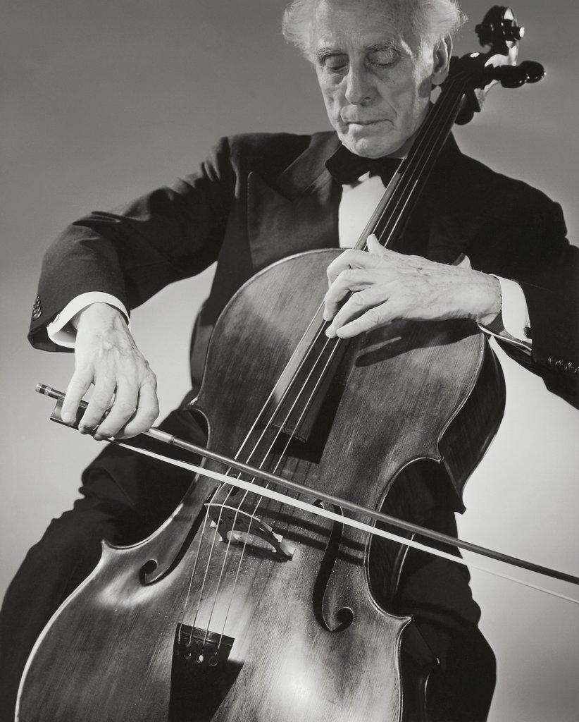 Close-up of a cellist playing the cello