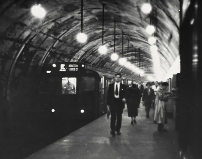Vintage photograph. Lexington Avenue station on the eighth and sixth Avenue subway lines