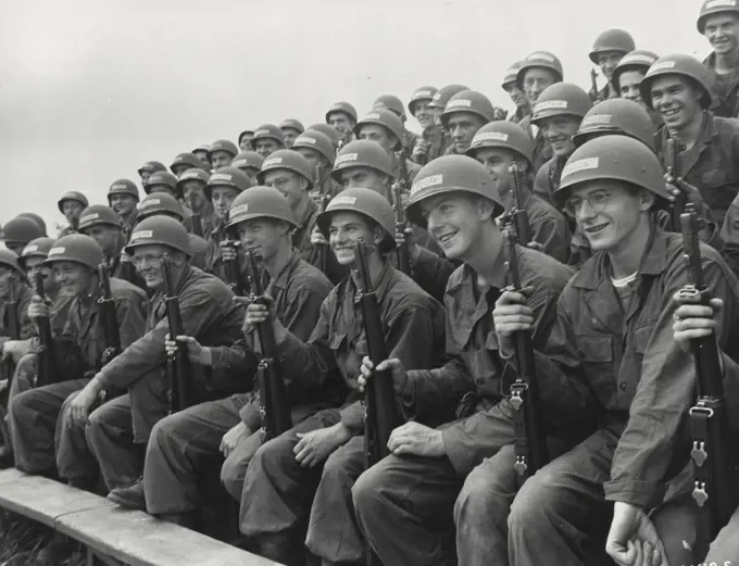 Vintage photograph. Recruits receiving instructions during training