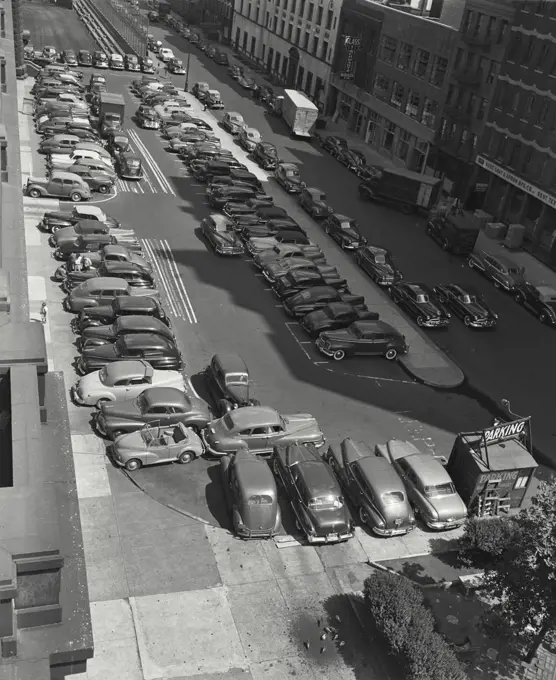 Vintage photograph. parking lot on east 59th street