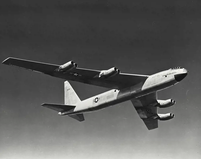 Vintage photograph. Boeing YB-52 Stratofortress in flight