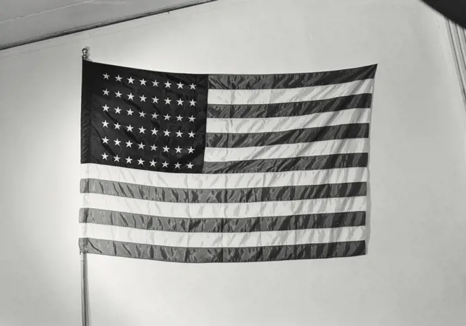 American Flag on white wall