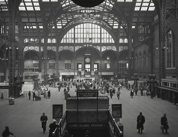 Vintage photograph. View of Penn Station Concourse, New York City