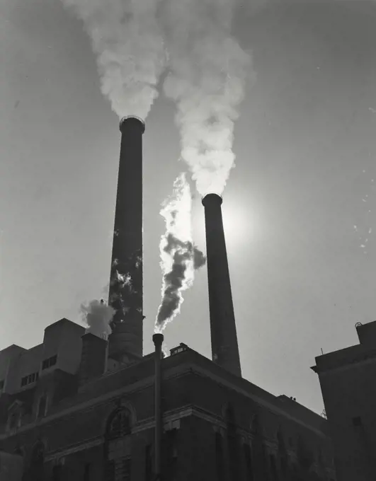Vintage photograph. Chimneys letting out steam