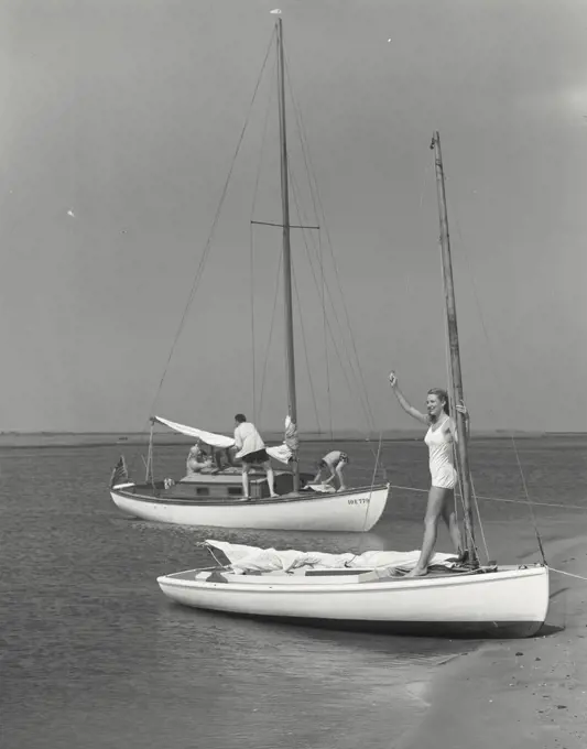 Vintage photograph. Boat Landing at Gilgo Beach