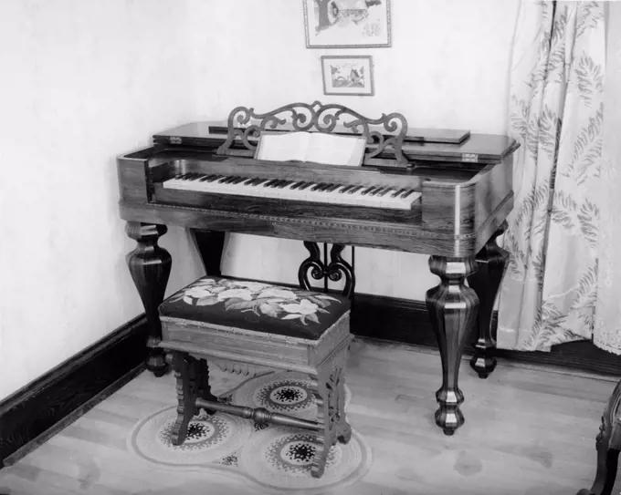 High angle view of a harpsichord