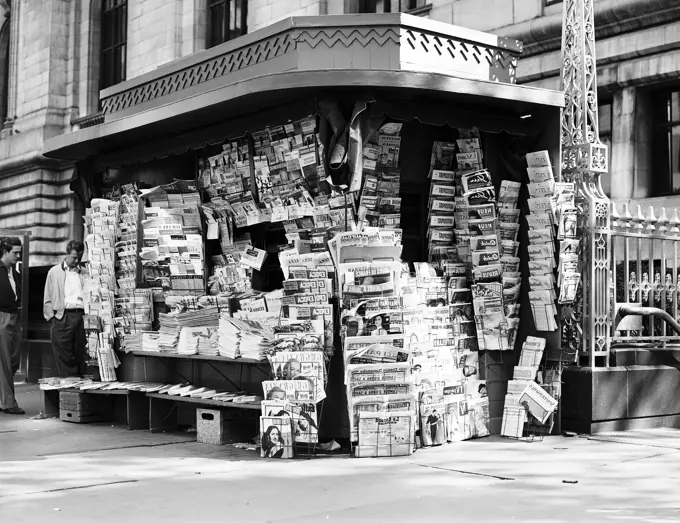 Facade of a news stall, New York City, New York State, USA
