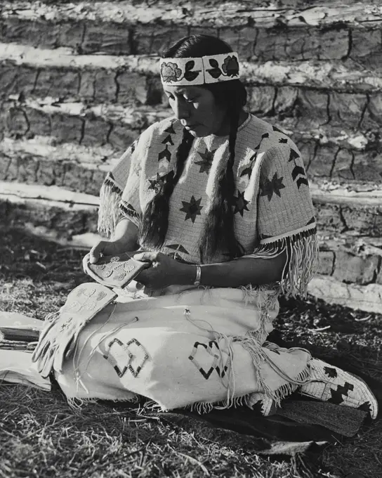 Vintage Photograph. Aarah Snipe, first woman ever to be elected to the tribal council of the Shoshone Bannock tribe in southeastern Idaho