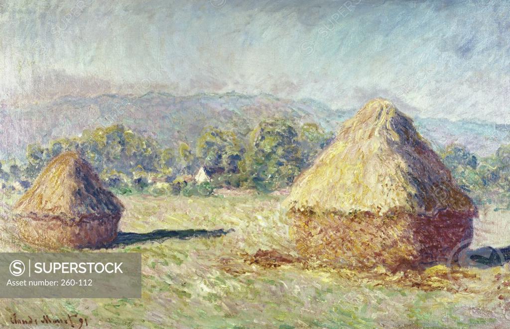 Stock Photo: 260-112 Two Haystacks  Claude Monet (1840-1926/French)  Oil on canvas J.H. Whittemore Collection, Naugatuck, Connecticut  