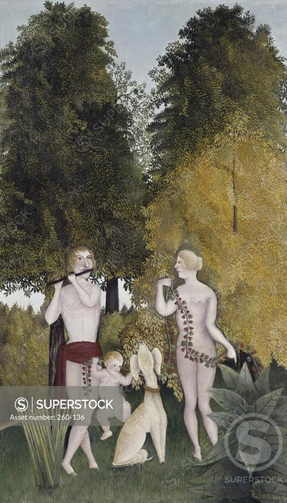Stock Photo: 260-136 The Happy Quartet c. 1902 Henri Rousseau (le Douanier) (1844-1910/French)  Oil on canvas J.H. Whitney Private Collection, New York 