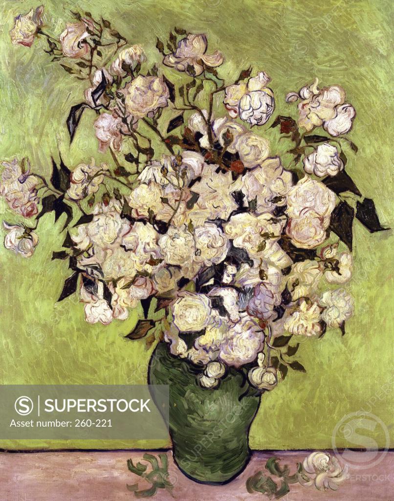 Stock Photo: 260-221 Vase of Roses 1890 Vincent van Gogh (1853-1890 Dutch)  Oil on canvas 