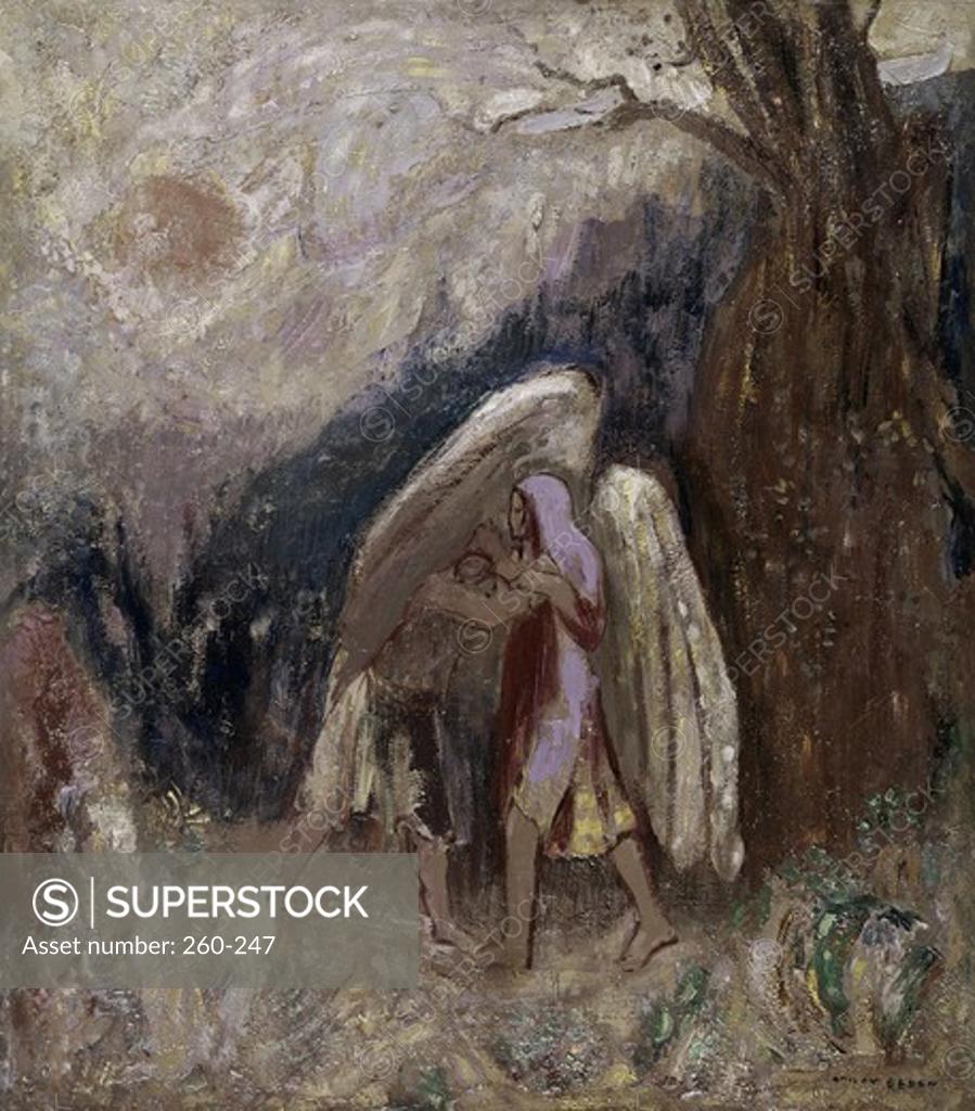 Stock Photo: 260-247 Jacob Wrestling with the Angel  Odilon Redon (1840-1916 French) 