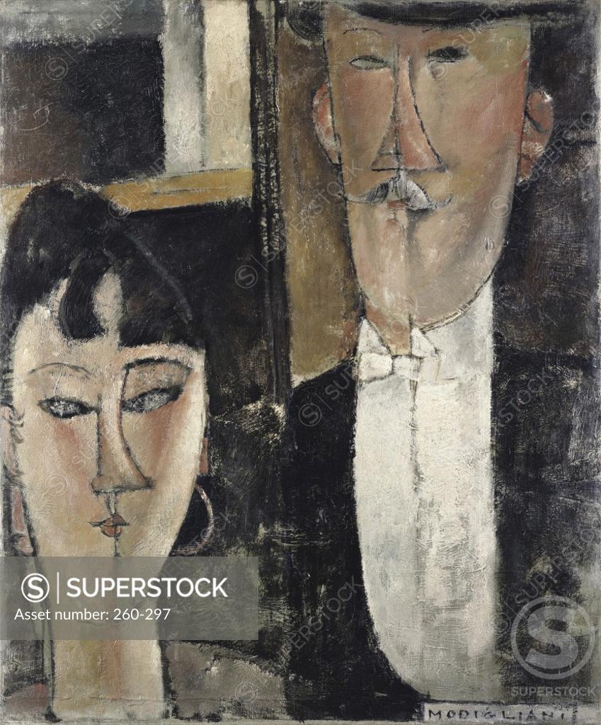 Stock Photo: 260-297 Bride and Groom 1915-1916 Amedeo Modigliani (1884-1920 Italian)  Oil on canvas  