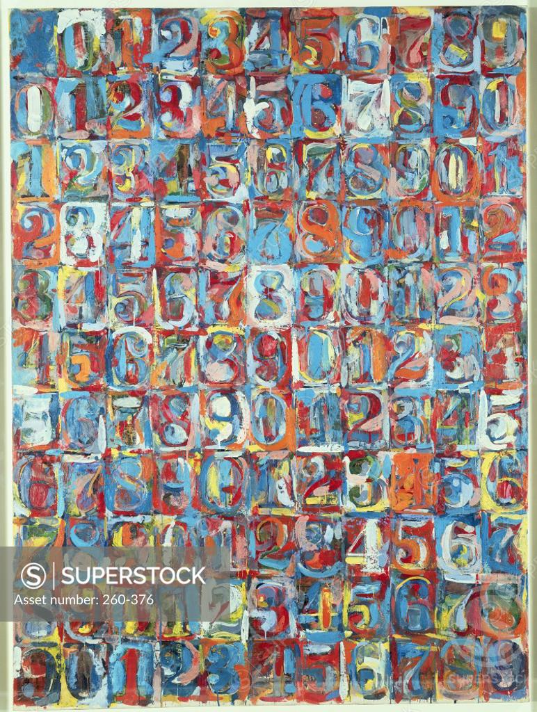 Stock Photo: 260-376 Numbers in Color by Jasper Johns, encaustic collage, born 1930, USA, New York State, Buffalo, Albright Knox Art Gallery