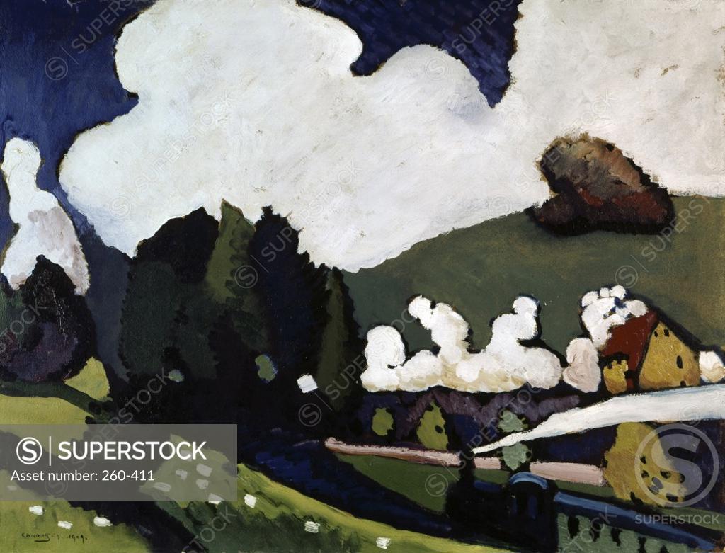 Stock Photo: 260-411 Landscape near Murnau by Vasily Kandinsky, 1909, 1866-1944