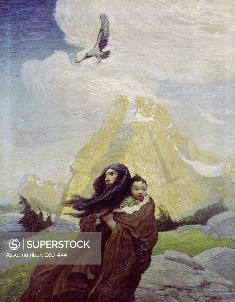 Stock Photo: 260-444 Song of eagle that mates with storm by Newell Convers Wyeth, 1882-1945