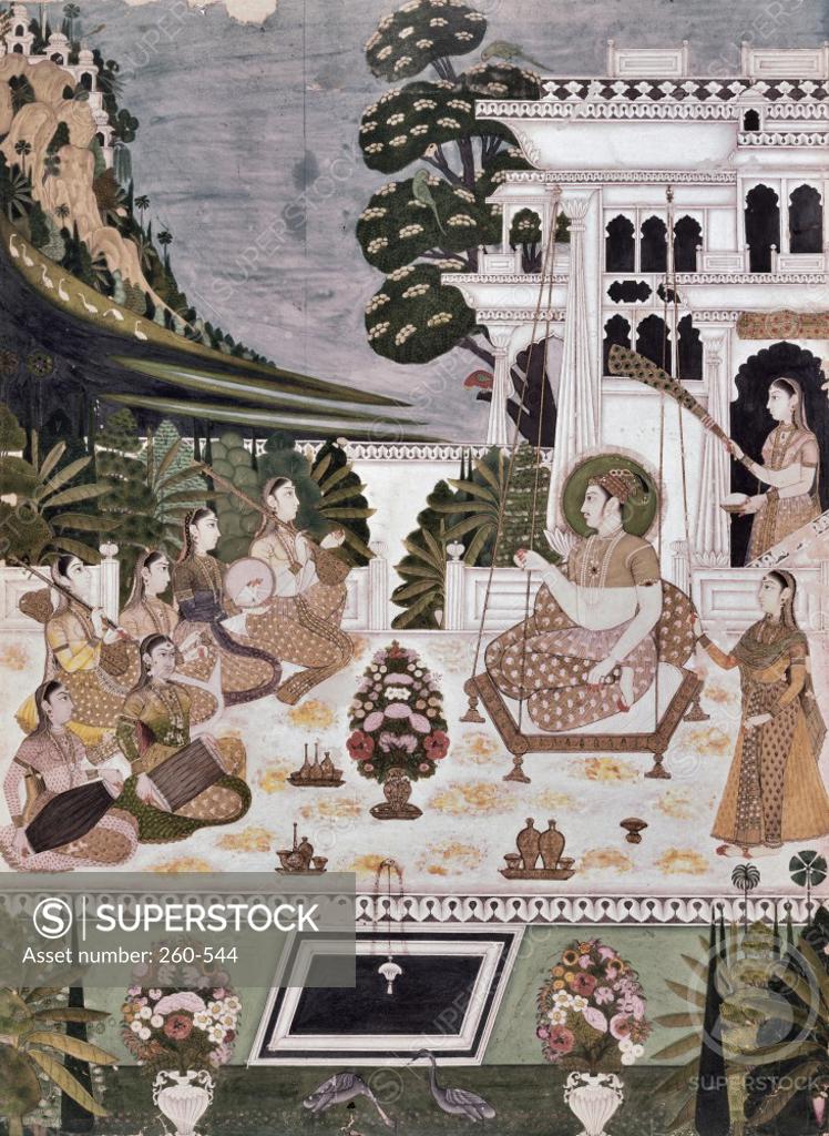 Stock Photo: 260-544 Hindola Raga 16-17th Century Indian Art
