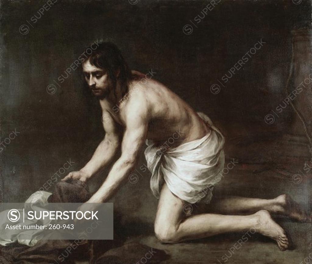 Stock Photo: 260-943 Christ After the Flagellation  Bartolome Esteban Murillo (1617-1682 Spanish) Oil on canvas Krannert Art Museum, University of Illinois, Champaigne, IL, USA 
