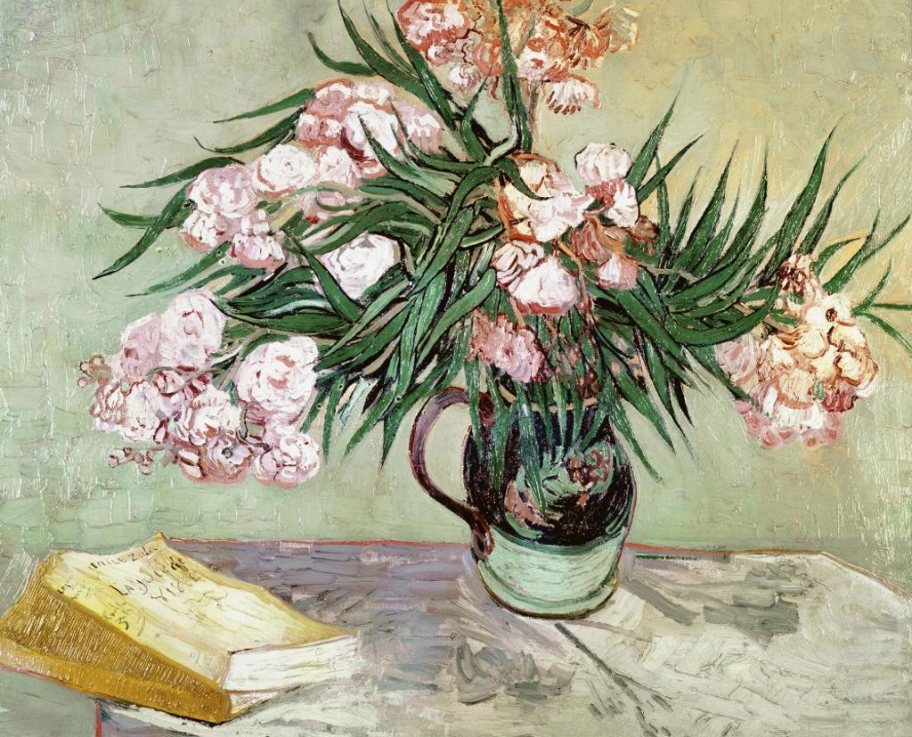 Still Life: Vase with Oleanders and Books 1888 Vincent van Gogh (1853-1890 Dutch) Oil on canvas  